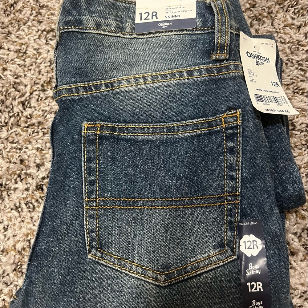 Oshkosh B’gosh size 12R skinny jeans with adjustable waist and snap closure EUC